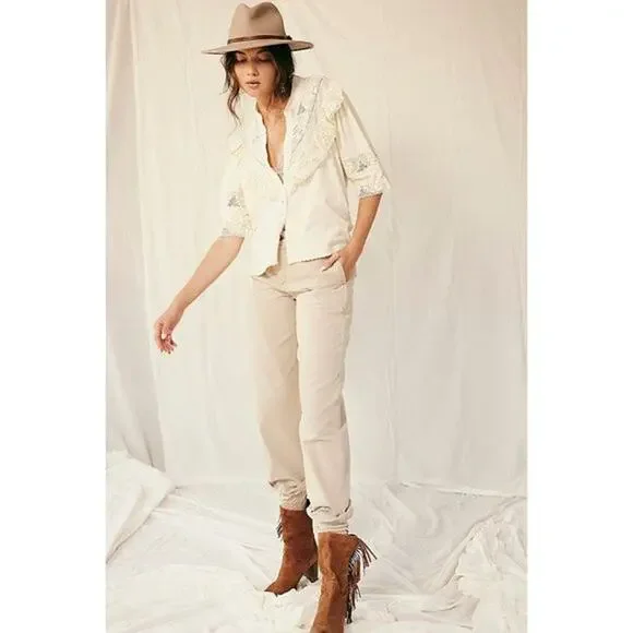 Free People Walk in the Park Top - Cream- S - New - Picture 4 of 11